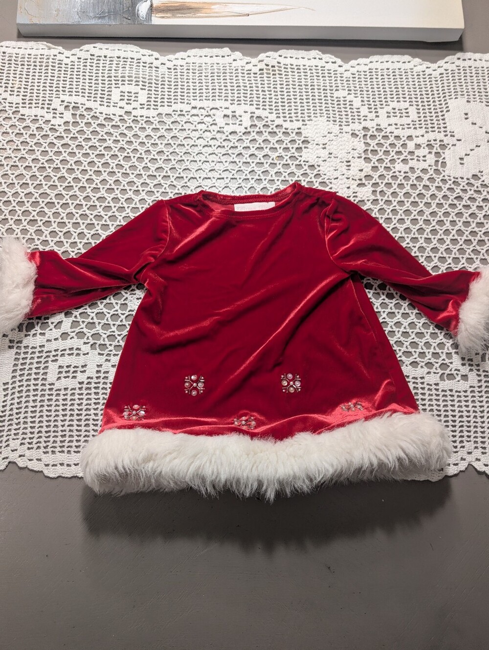 Bonnie Baby Christmas Baby Dress Red Velvet Size 6-9 Months